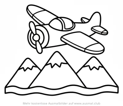 Flugzeug über Bergen Ausmalbild