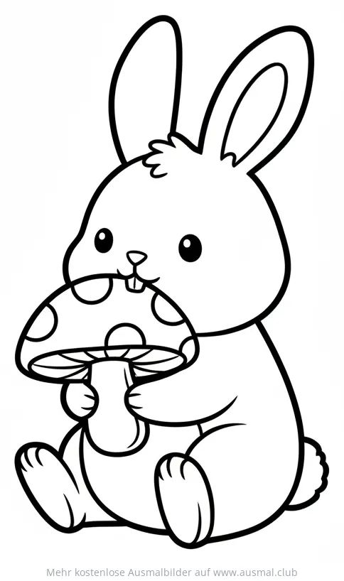 Hase isst Pilz Ausmalbild