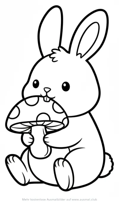 Hase isst Pilz Ausmalbild