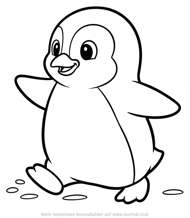 Laufender Pinguin Ausmalbild
