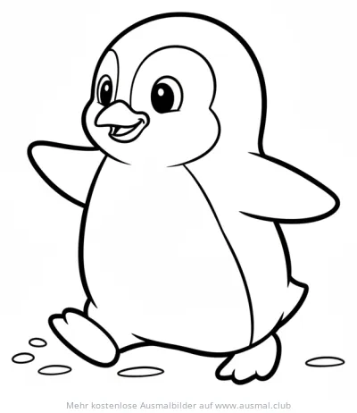 Laufender Pinguin Ausmalbild
