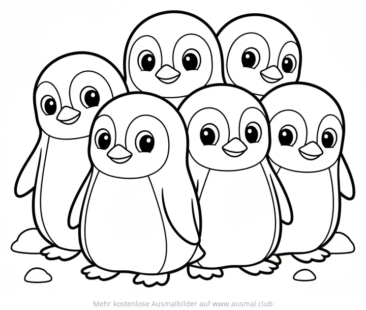 Pinguin Gruppe Ausmalbild