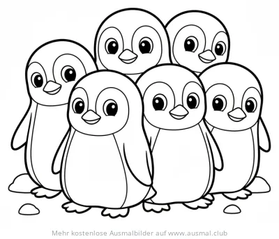 Pinguin Gruppe Ausmalbild