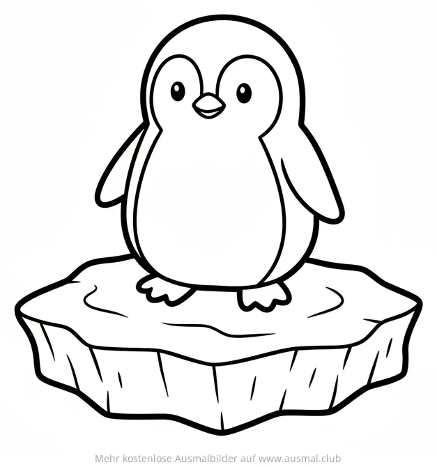 Niedlicher Pinguin auf Eisscholle Ausmalbild