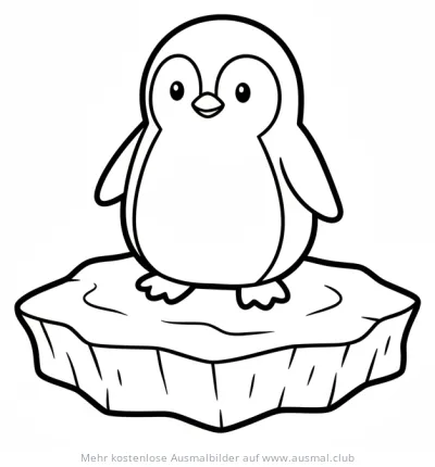 Niedlicher Pinguin auf Eisscholle Ausmalbild