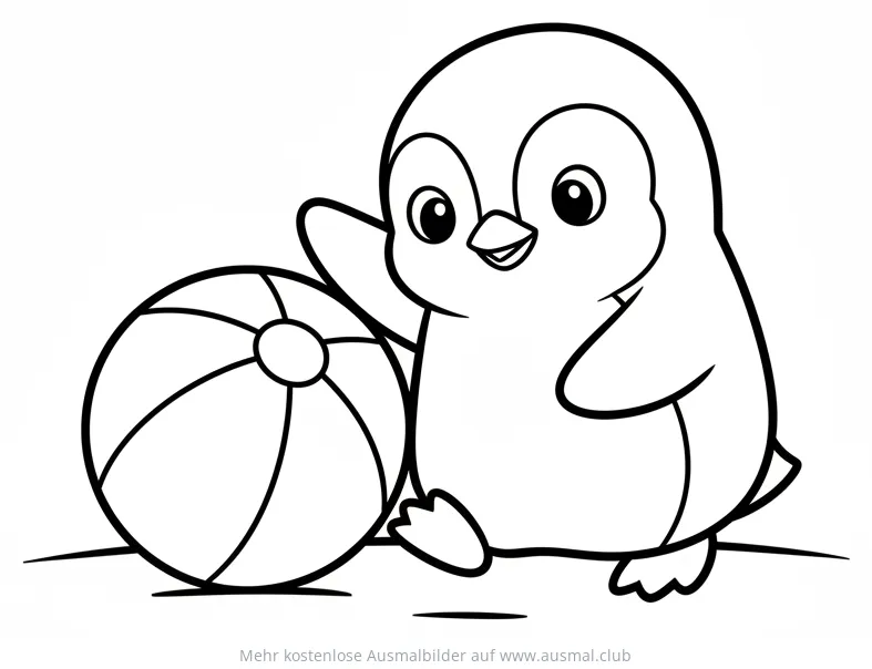 Pinguin mit Ball Ausmalbild