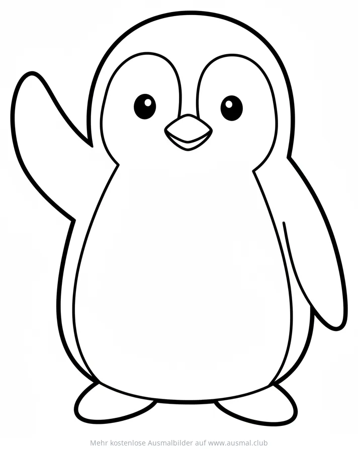 Winkender Pinguin Ausmalbild