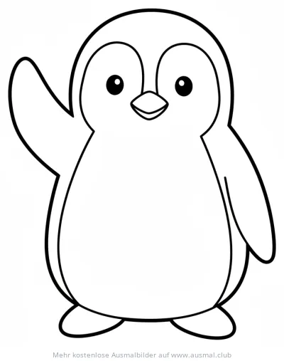 Winkender Pinguin Ausmalbild