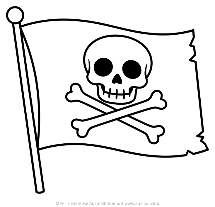 Piratenflagge mit Totenkopf und Knochen Ausmalbild