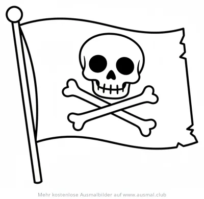 Piratenflagge mit Totenkopf und Knochen Ausmalbild