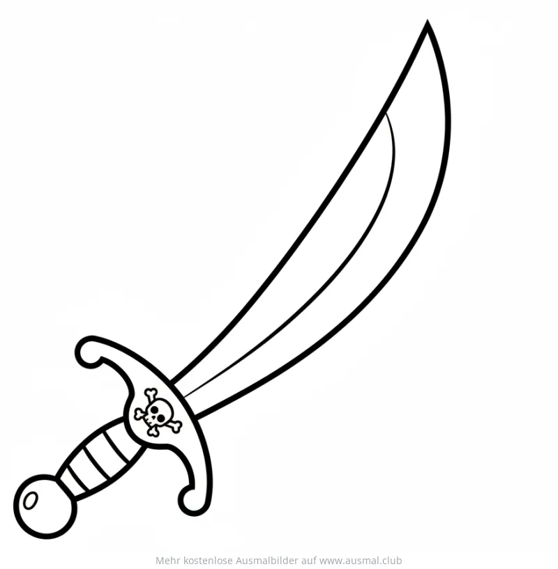 Piratenschwert mit Totenkopf Ausmalbild