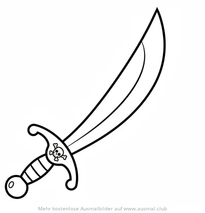 Piratenschwert mit Totenkopf Ausmalbild