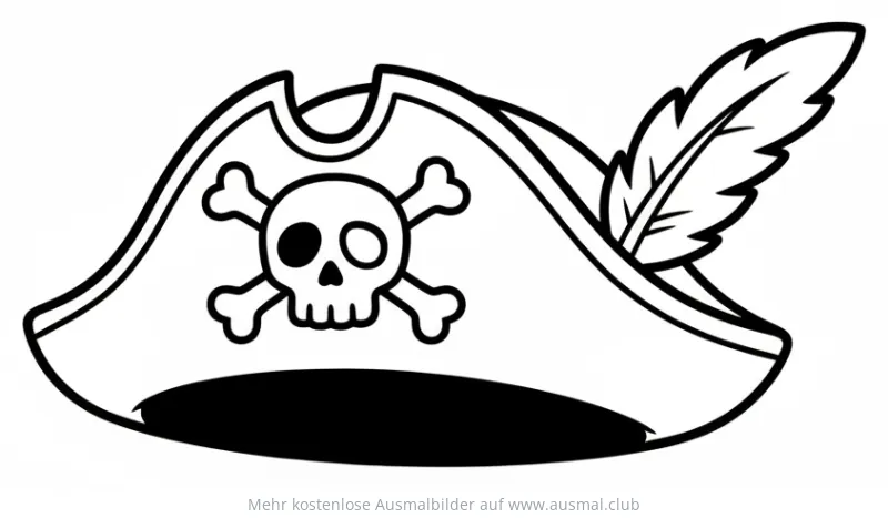 Piratenhut mit Totenkopf und Feder Ausmalbild