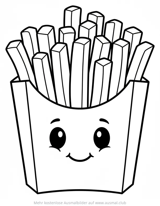 Freundliche Pommes Packung Ausmalbild