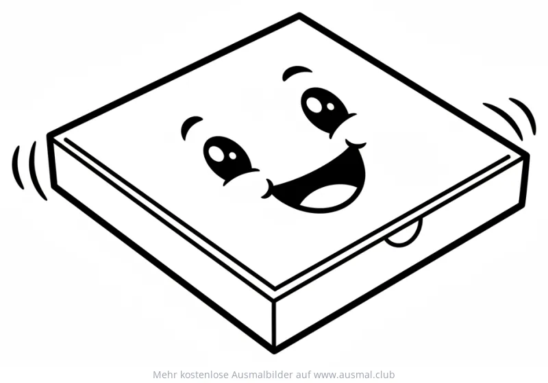 Freundlicher Pizzakarton Ausmalbild