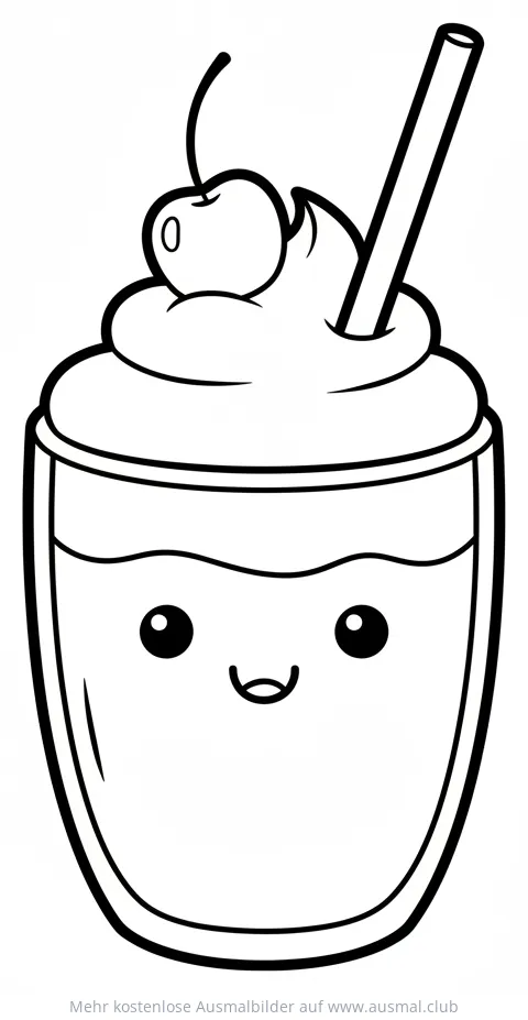 Freundlicher Milchshake mit Gesicht Ausmalbild