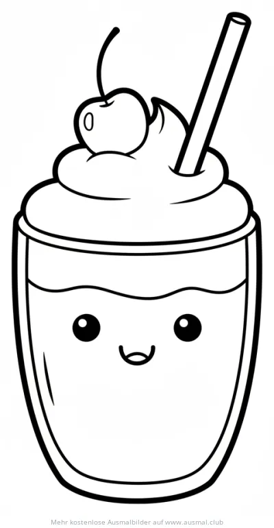 Freundlicher Milchshake mit Gesicht Ausmalbild