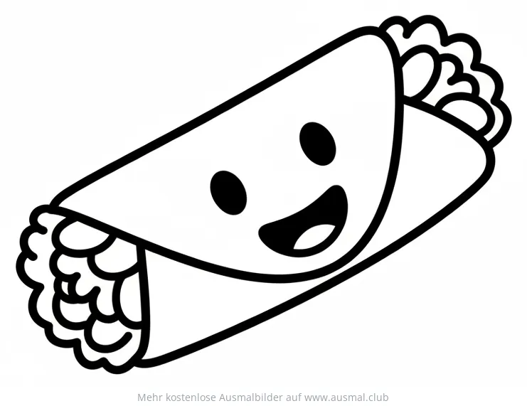 Freundlicher Burrito mit Gesicht Ausmalbild