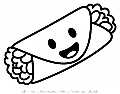 Freundlicher Burrito mit Gesicht Ausmalbild