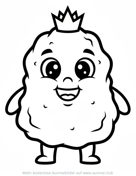 Cartoon Nugget mit Krone Ausmalbild