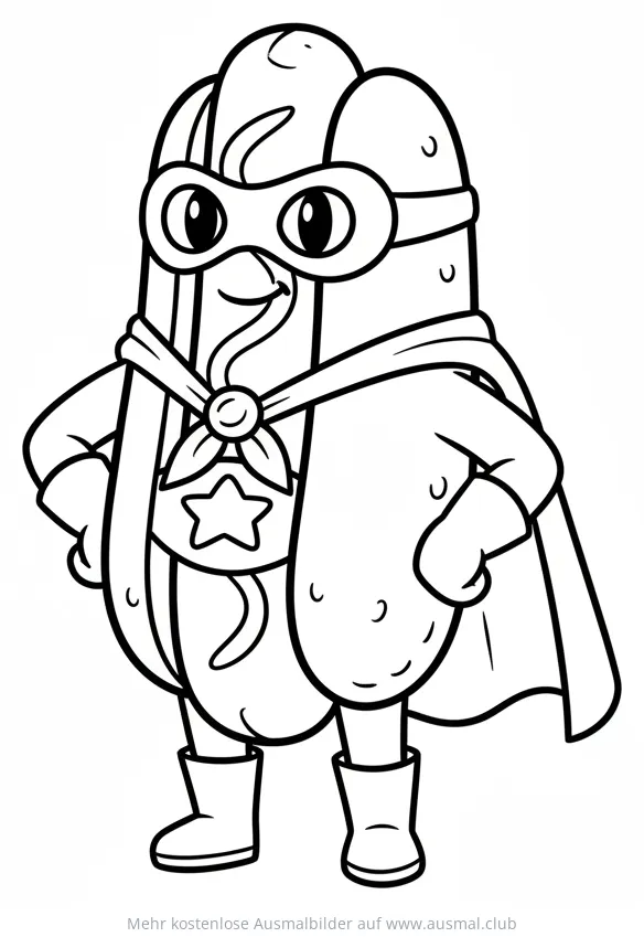 Hotdog Superheld Ausmalbild