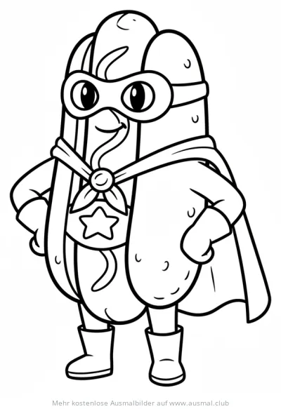 Hotdog Superheld Ausmalbild