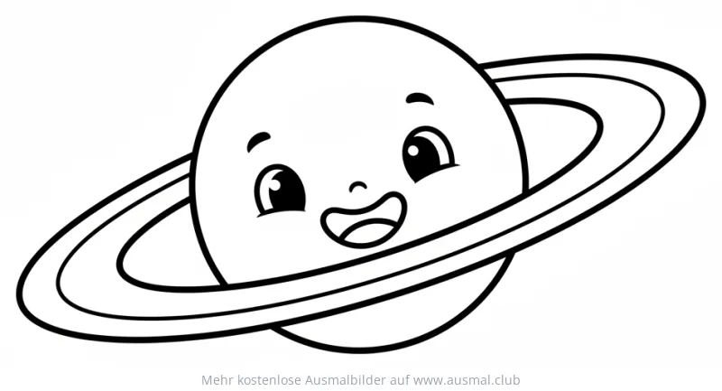 Saturn mit Gesicht Ausmalbild