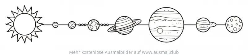 Sonnensystem mit Sonne und Planeten Ausmalbild