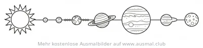Sonnensystem mit Sonne und Planeten Ausmalbild