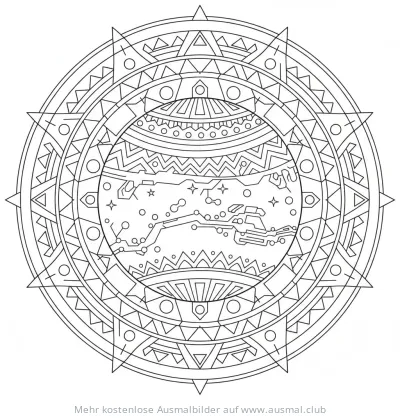 Mars Ausmalbild im Mandala-Stil