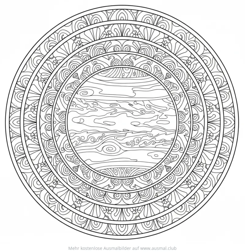 Jupiter Ausmalbild mit Mandala-Design