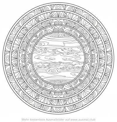 Jupiter Ausmalbild mit Mandala-Design