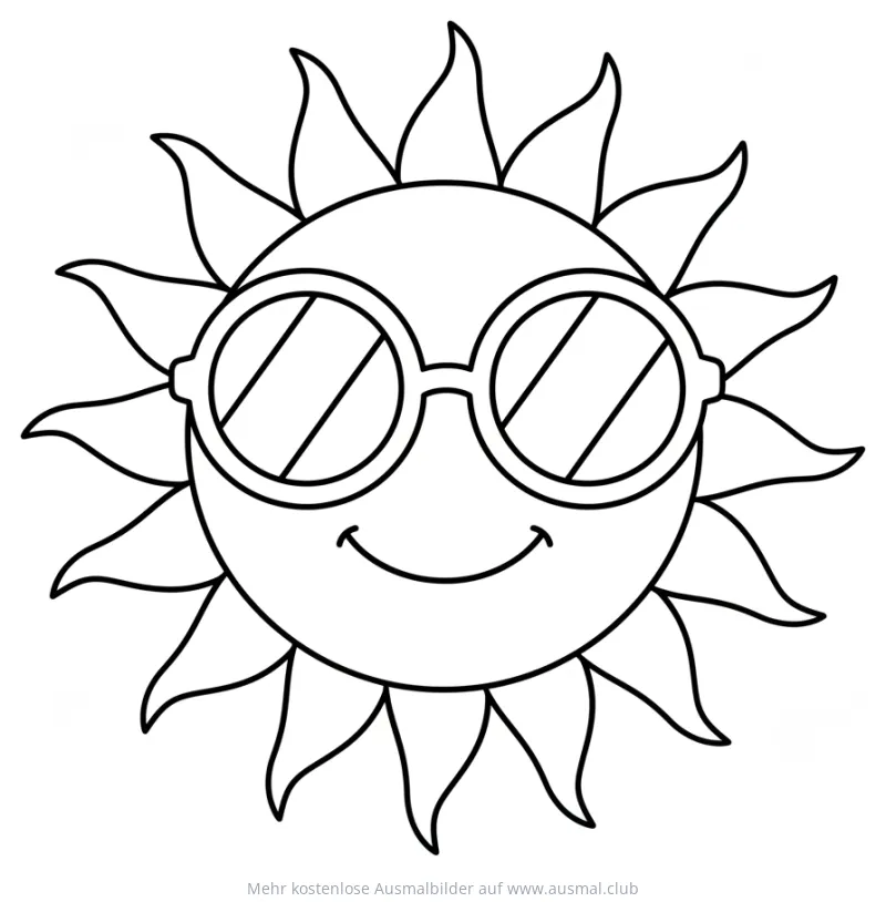 Sonne mit Sonnenbrille Ausmalbild