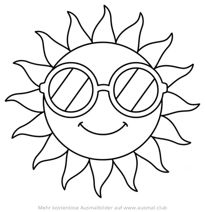 Sonne mit Sonnenbrille Ausmalbild