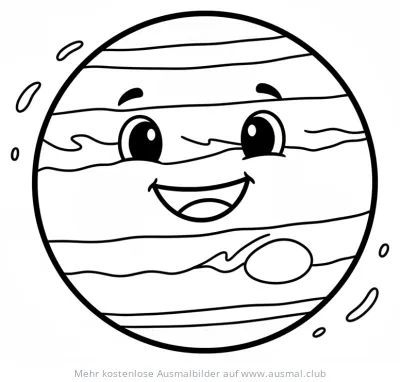 Freundlicher Jupiter mit Gesicht Ausmalbild