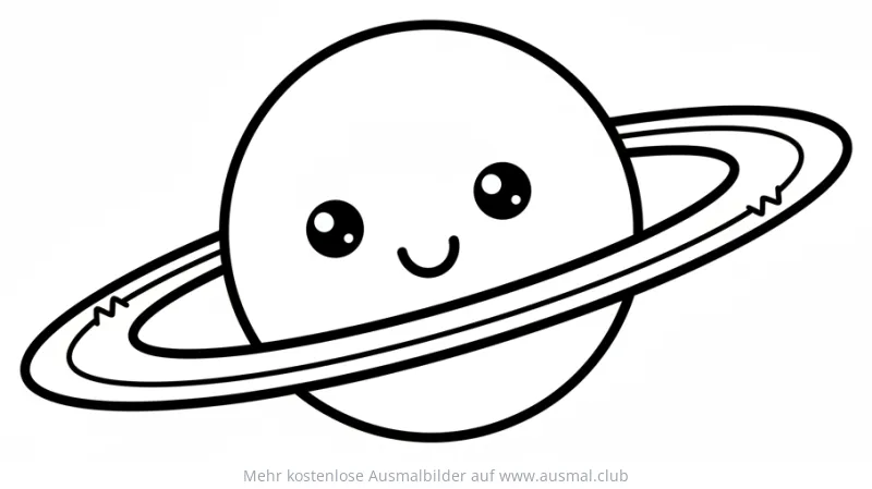 Freundlicher Saturn mit Ringen Ausmalbild