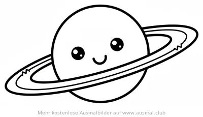 Freundlicher Saturn mit Ringen Ausmalbild