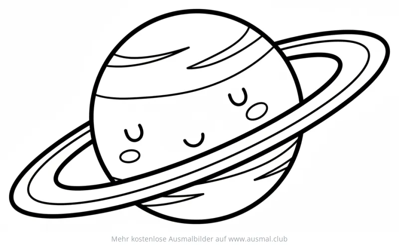 Uranus Ausmalbild mit Ringen und Gesicht