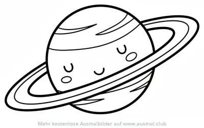 Uranus Ausmalbild mit Ringen und Gesicht