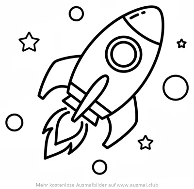 Rakete Ausmalbild im Weltall
