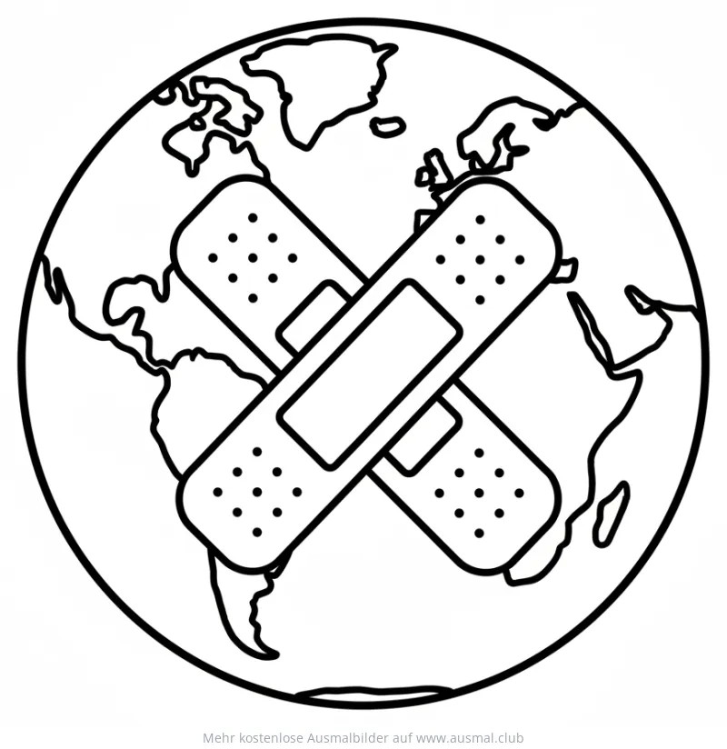 Erde mit Pflaster Ausmalbild