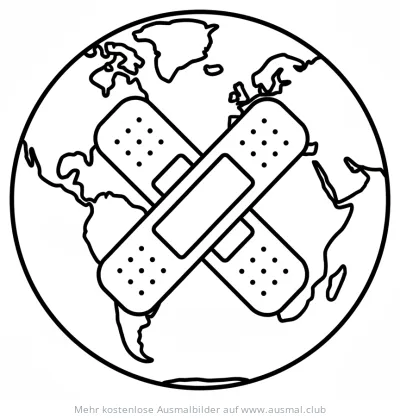 Erde mit Pflaster Ausmalbild