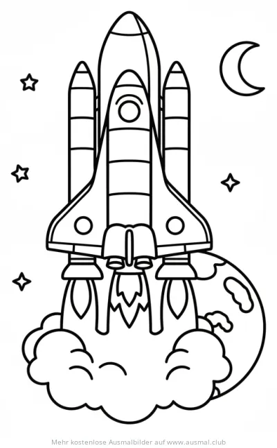 Space Shuttle Ausmalbild beim Start ins Weltall