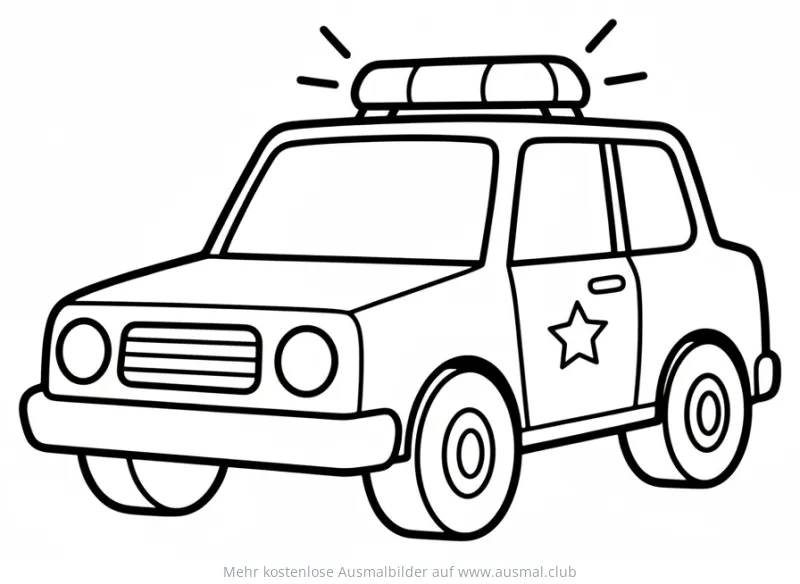 Polizeiauto Ausmalbild mit Blaulicht und Stern