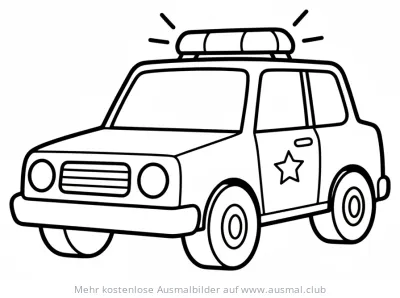 Polizeiauto Ausmalbild mit Blaulicht und Stern