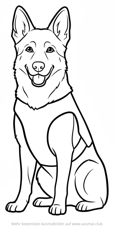 Freundlicher Polizeihund mit Weste Ausmalbild