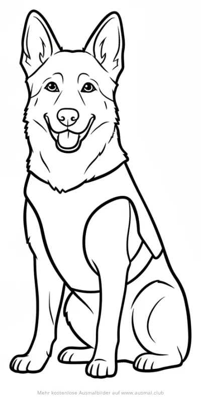 Freundlicher Polizeihund mit Weste Ausmalbild