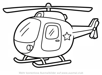 Polizeihubschrauber Ausmalbild mit Stern
