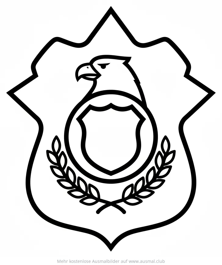Polizeiabzeichen Ausmalbild mit Adler und Lorbeerkranz
