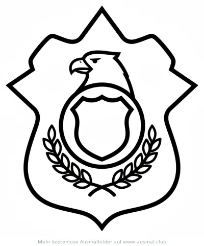 Polizeiabzeichen Ausmalbild mit Adler und Lorbeerkranz